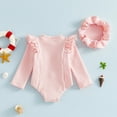 thumbnail image 5 of Shadoumai Baby Girl Swimsuit Ruffle Long Sleeve 1 Piece Swimwear Romper Toddler Girl Bathing Suit Rash Guard With Hat Set, 5 of 5