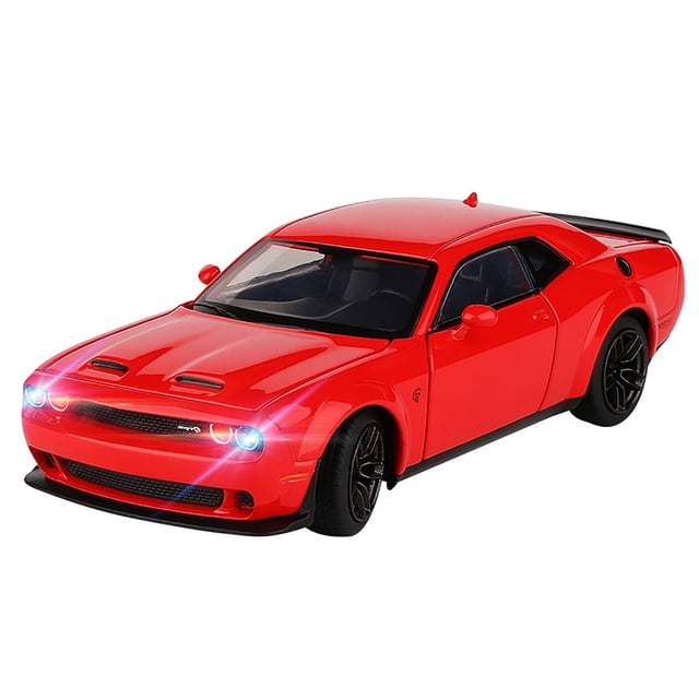 Ymhat Toy Cars 1/32 Dodge Challenger Coches de Juguete de Metal Fundido a presión Coche de Juguete Hellcat con Sonido y luz Coche Hellcat extraíble para niños y niños de 3 años o más