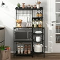 thumbnail image 3 of Hommoo 7 Tiers Multipurpose Kitchen Storage Rack, Baker’s Rack for kitchens with Power Outlet &Hook, Storage Microwave Stand Coffee Bar Station, Black, 3 of 10