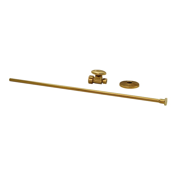 Polished Brass 3/8" x 20" Closet Supply and 3/8" x 5/8" Straight Stop Kit ,PartN