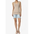 thumbnail image 6 of TheMogan Women's Basic Scoop Neck Racerback Stretch Cotton Tank Top Sleeveless Sporty Tee Light Mocha M, 6 of 7
