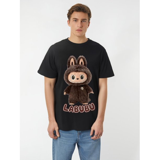cute labubu shirt n shirtPrinted Pattern Men Sports Black Casual Blazer Short Sleeve T-shirt 220g