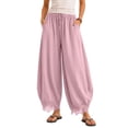 thumbnail image 6 of ShomPort Women's Cropped Pants Casual Lace-Hem Comfy Lightweight Drawstring Wide Leg Pants with Pockets, 6 of 7
