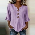 thumbnail image 2 of Ashirexll Womens Casual Tops Fashion Summer 3/4 Sleeve V-Neck Blouse Top Casual Blouses for Everyday Wear, 2 of 7
