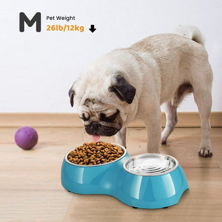 Dog Bowls Double Dog Water and Food Bowls Stainless Steel Bowls with  Non-Slip Resin Station, Pet Feeder Bowls for Puppy Medium Dogs Cats 1.black