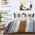 thumbnail image 3 of 3 Piece Modern Brown Blue Duvet Cover Set Queen Size,Microfiber Comforter/Quilt Cover with Corner Ties and 2 Pillowcases,Boho Contemporary Geometric Striped All Season Bedding with Zipper Closure, 3 of 8