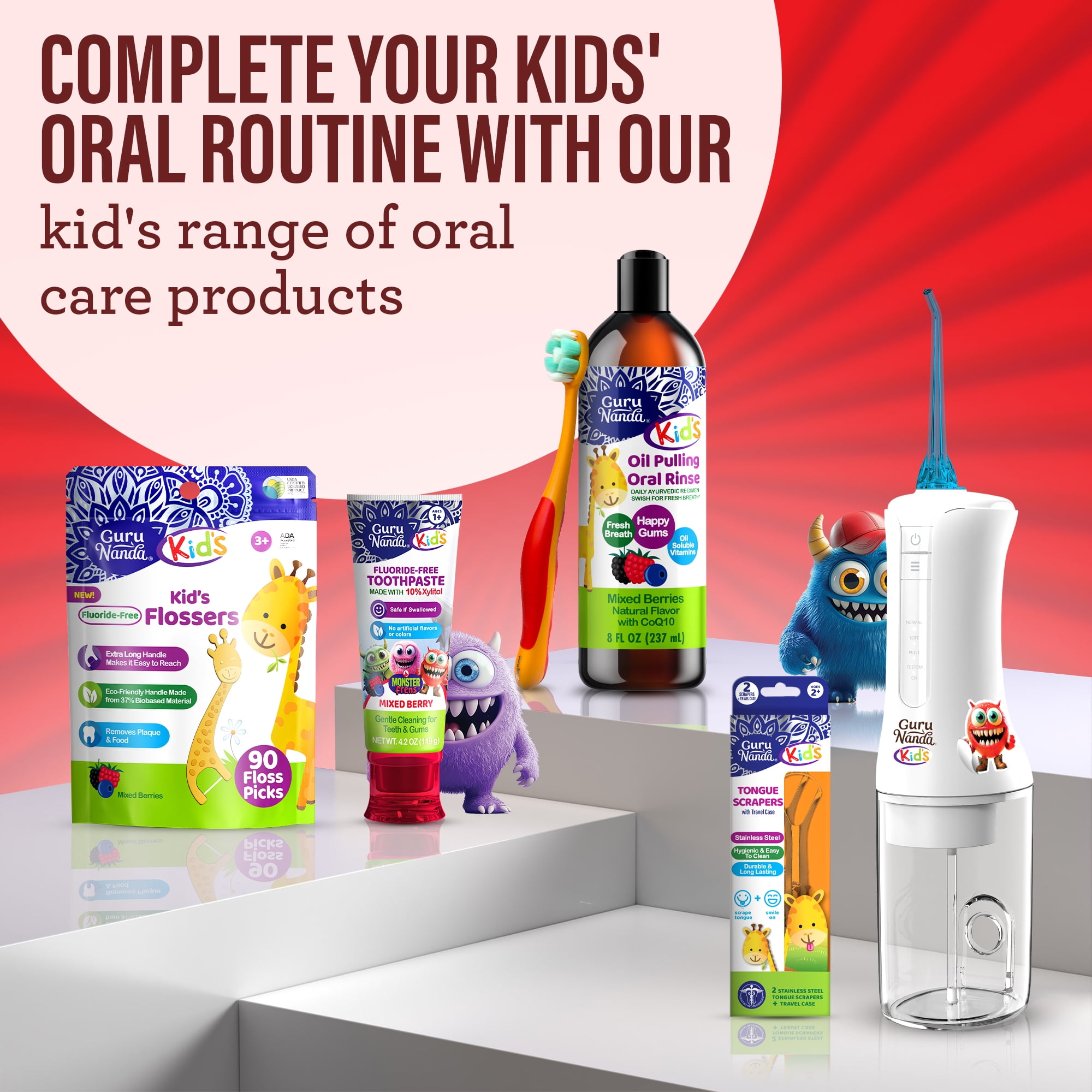 Gurunanda Kid's Toddler Toothpaste with Xylitol - Fluoride-Free - Mixed Berry Flavor - 4.2 oz