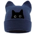 thumbnail image 2 of Womens Cat Ear Beanie Cute Knit Hat with Cat Embroidery Warm Soft Cozy Winter Hat, 2 of 6