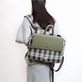 thumbnail image 5 of Women Canvas Checkered Students Bookbags Large Capacity Bookpack Wear-Resistant Travel Daypack Bag for Commute (Green), 5 of 11