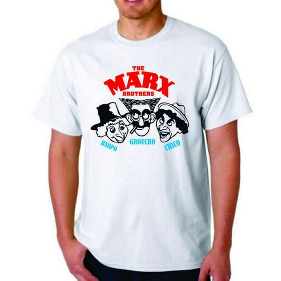 THE MARX BROS T-SHIRT TEE VINTAGE REPRO MOVIE GROUCHO CHICO HARPO COMEDY