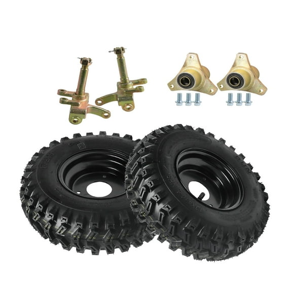 2pcs 6 inch Wheels 13x4.10x6 13x4.10-6 Wheel Tire and Rim 3 Stud 4Ply Tubeless Wheel with Front Steering Spindles Hubs for Snow Blower Thrower Mini Bike ATV Quad Buggy Go Kart Tires (TK0452)