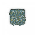 thumbnail image 2 of Floral Ottoman Cover, Vintage Flowers Theme, 2 Piece Slipcover Set with Ruffle Skirt for Square Round Cube Footstool Decorative Home Accent, Standard Size, Sea Blue Mustard, by Ambesonne, 2 of 5