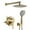Brushed Gold, variant on Boyel Living 10 in. Shower System Wall Mount Rain Dual Shower Heads for Bathroom Handheld 3.2 GPM Rainfall Shower Faucet Set 5-Spray Patterns with Hand Shower in Matte Black