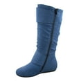 thumbnail image 3 of Bank-81 Women's Fashion Zipper Big Buckle Slouch Casual Flat Heel Mid Calf Round Toe Boots, 3 of 3