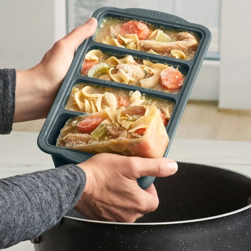 MIU Silicone Freezer Trays with Lids, 5-Pack – Flexible BPA-Free Silicone Freezing Molds for Meal Prep, Baby Food, Sauce & Herb Storage, Stackable Freezer Containers