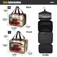 thumbnail image 3 of Travel Hanging Toiletry Bag with 4 Zipped Compartments Waterproof Makeup Accessories Spacious Cosmetic Bag Roses on Wooden Table Medium, 3 of 9