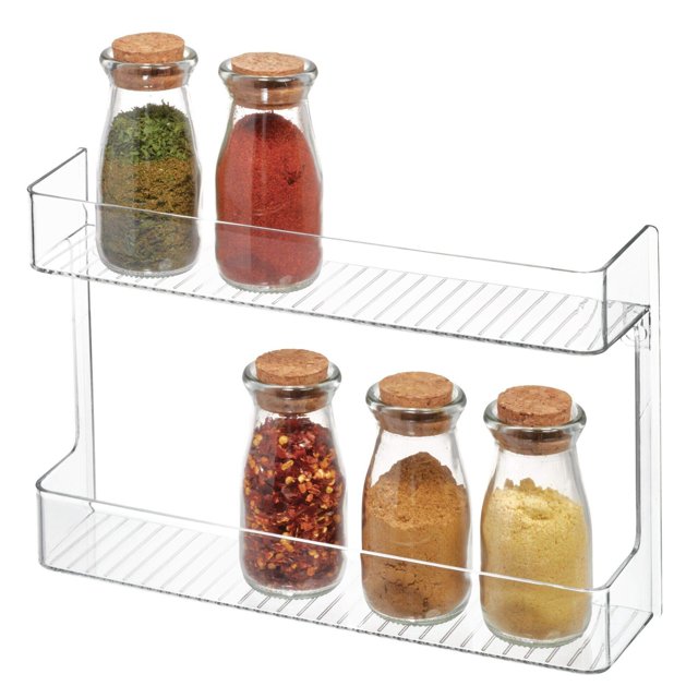 Organizador de Almacenamiento para gabinete de Cocina para Papel de Aluminio, Bolsas para sándwiches, Varios Estilos, Estante de Dos Niveles, Transparente, 2.62" x 11.12" x 7", 1