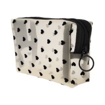 Unique Bargains 1 Pc Women Small Mesh Octagonal Cosmetic Bag for Outdoor Activities Travel Beige Nylon