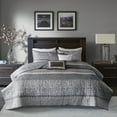 thumbnail image 3 of Madison Park Rhapsody Adult Stripe Full/Queen Reversible Coverlet Set Gray, 3 of 6