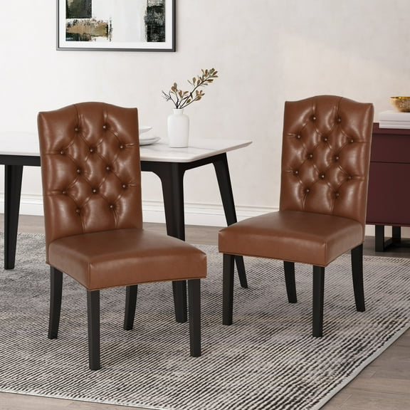 Harriet KD Tufted Upholstered Dining Chairs Set of 2, Button-Tufted Accent Chairs with Tapered Legs for Kitchen Dining Room