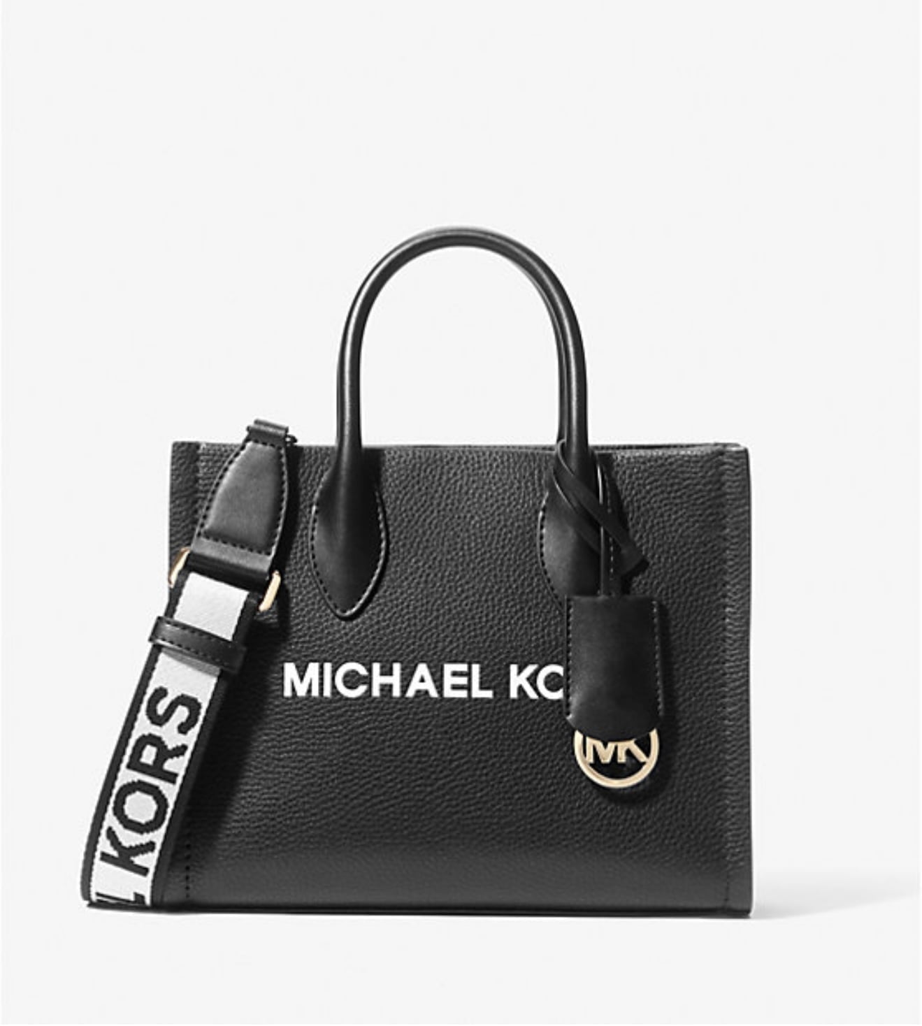 Michael Kors MK Mirella Small Pebbled Leather Crossbody Purse Bag Black