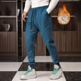 thumbnail image 1 of Pantalones deportivos de invierno para hombre, de longitud completa, lisos, con cordón ajustable, de forro polar grueso, para correr al aire libre, cálidos, de poliéster, 1 of 5