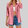 thumbnail image 2 of Summer Tops for Women Womens Linen Tops Stylish Women's Long Sleeve Cardigan with Lace Detail - Versatile Casual Blouse for Daily Wear and Lightweight Summer and Autumn Top, 2 of 5