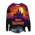 thumbnail image 5 of Uootdi Women's Halloween Sweatshirt - Spooky Castle Bat Print,Happy Halloween Graphic，Crewneck Long Sleeve，Trendy Fall Apparel,Autumn Party Outfit Multicolor Women Tops, 5 of 6