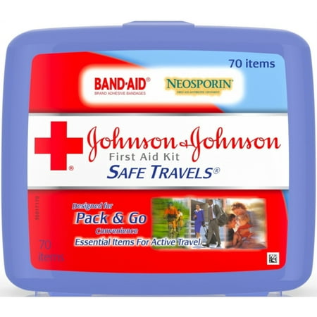 Johnson & Johnson Red Cross Portable Travel First Aid Kit 70 Pieces Plastic