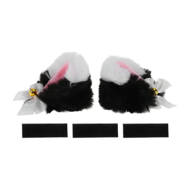 Accesorios para Casco de Motocicleta Decoración Orejas de Gato con Colores Gradientes y Campanas para Cascos de Motocicleta Bicicleta Esquí Blanco Negro Peluche Stickers 1Set