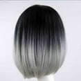 thumbnail image 4 of Sucs Gradient Black Grey Bob Style Middle Part Short Straight Wigs Cosplay Hairpieces Fake Hair Caps, 4 of 6