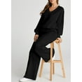 thumbnail image 2 of DOKOTOO Sweatsuits for Women 2 Piece Outfits Oversized Casual V Neck Sweatshirt with Wide Leg Sweatpants Tracksuit Jogger Set, 2 of 8