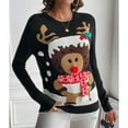 thumbnail image 5 of DailyTrove Women's Christmas Reindeer Print Sweater, Long Sleeve, Holiday Party & Casual Wear, Soft Wool Blend, Plus Size Friendly, 5 of 5