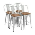 thumbnail image 3 of Andeworld Metal Bar Stools Set of 4 Counter Height Stools with Backs Counter Stools High Back Bar Chairs 24 Inch Silver, 3 of 9