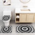 thumbnail image 4 of FMSHPON Black White 4 Piece Bathroom Set Shower Curtain Bath Rug Contour Mat and Toilet Lid Cover, 4 of 7