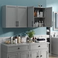 thumbnail image 5 of Laundry Room Wall Cabinets Set of 2, Upper Cabinets with Adjustable Shelf, Wall Storage Cabinet for Bathroom, Kitchen, Restroom, Over The Toilet Storage Cabinet, Grey, 5 of 7