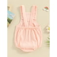 thumbnail image 4 of Suealasg Newborn Boy Girl Cotton Linen Romper Infant Baby Summer Cute Overalls Clothes 3M 6M 12M 18M 24M Sleeveless Square Neck Backless Jumpsuit, 4 of 9