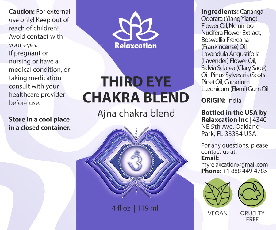 Third Eye Chakra Essential Oil Blend – 1 fl oz | Relaxcation – Intuition & Insight