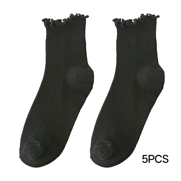 TELOLY Women's Socks with Ruffled Hem and Low Ankle Lace Socks