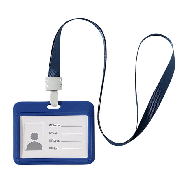 WHEANG Business Card Holder Double-Sided Transparent Employee Work Card Holder Employee Plastic Id Card One Size Blue