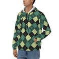 thumbnail image 3 of Vsdgher Green Squares Mens Hoodies Zip Hoodie, Hoodies for Men, Zip-up Hooded Sweatshirt-Small, 3 of 5