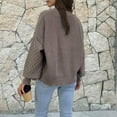 thumbnail image 4 of HOMBOM Crew Neck Lightweight Sweaters for Women Coffee Long Sleeve Solid Casual Cable Knit Sweaters L, 4 of 7