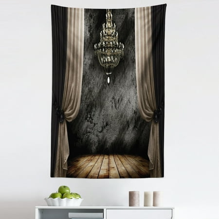 

Classical Tapestry Ball Room Chandelier Look Illustration in Dark Tones Medieval Antique Times Fabric Wall Hanging Decor for Bedroom Living Room Dorm 5 Sizes Black and Sepia by Ambesonne
