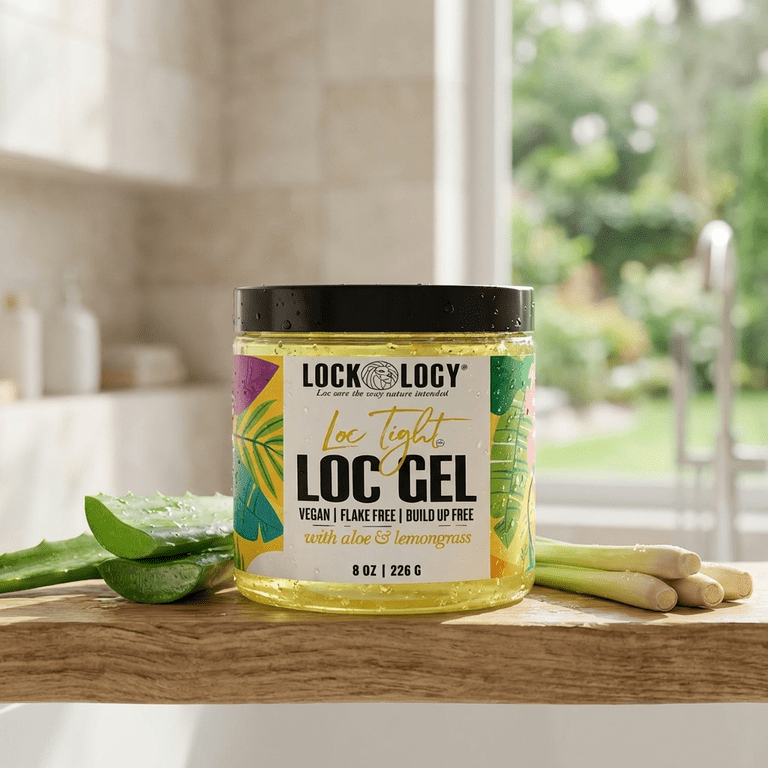 Lockology Loc Gel - No Build Up Residue or Flakes Aloe Lemongrass Retwisting Gel For Locs Dreadlock Accessories 8 fl oz