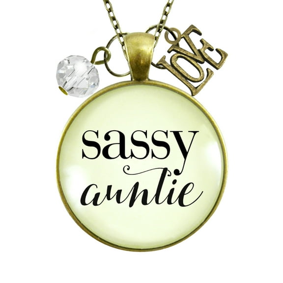 Sassy Auntie Necklace Gutsy Goodness Female Adult Bronze Metal Jewelry