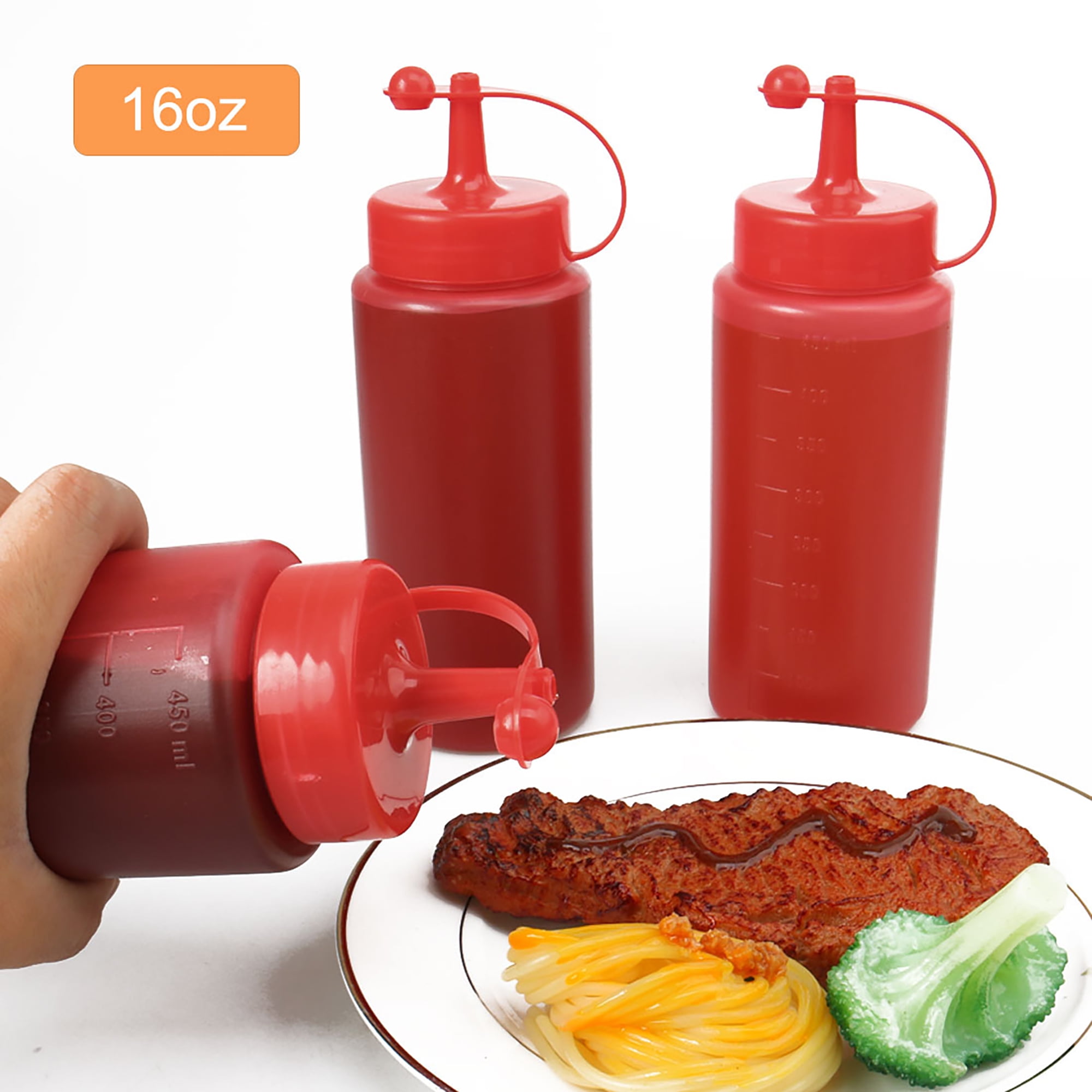 6pcs Plastic 16 Oz Squeeze Bottle Condiment Storage ...