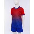 thumbnail image 4 of inlzdz Kids Boys Sport Training Outfit Soccer Jersey Sportswear Short-Sleeve T-Shirt with Shorts Set Red 7-8, 4 of 7