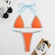 thumbnail image 1 of Traje de baño de triángulo de nailon con accesorios dorados y multicolor de bikini dividido con tiras en las axilas para mujer, 1 of 6