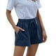 thumbnail image 5 of Pantalones cortos casuales de pierna ancha y sueltos, pantalones cortos elásticos con cordones y cintura alta para mujeres europeas y americanas de verano, 5 of 6