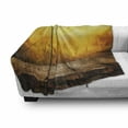 thumbnail image 3 of Fall Soft Flannel Fleece Throw Blanket, Empty Wooden Tabletop Layout Setting Sun Afternoon Wheat Agriculture Print, Cozy Plush for Indoor and Outdoor Use, 50" x 70", Brown Orange Yellow, by Ambesonne, 3 of 6